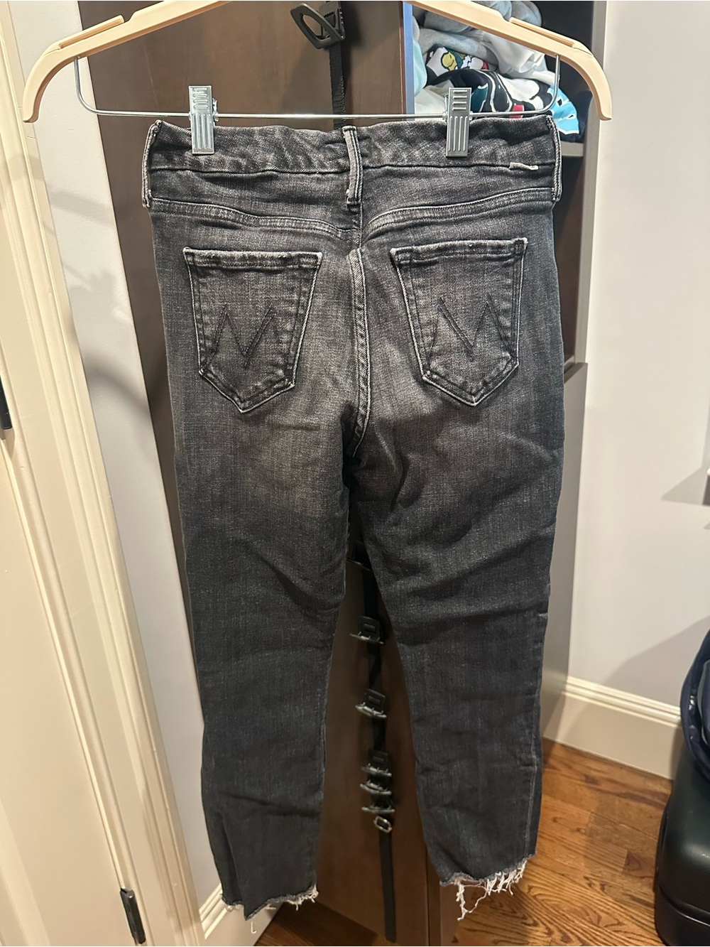 MOTHER Black Washed Ankle Crop Jeans